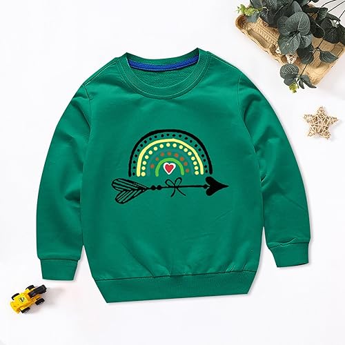 Toddler Boys Girls Sweater Autumn/Winter Rainbow Print Long Sleeve Round Neck Hatless Sweater Party (Green, 13-14 Years)3