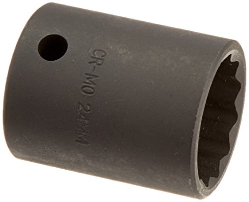 SUNEX Tools 224zm 1/2-Inch Drive 24-mm 12-Point Impact Socket, Black
