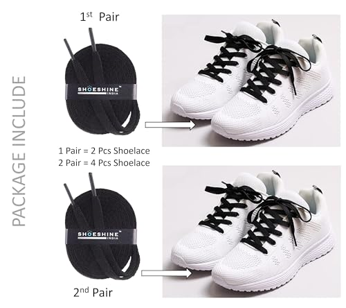 Image of SHOESHINE Sports & Sneakers Shoe Laces - 2 Pairs Set Flat Shoelace for Men & Women