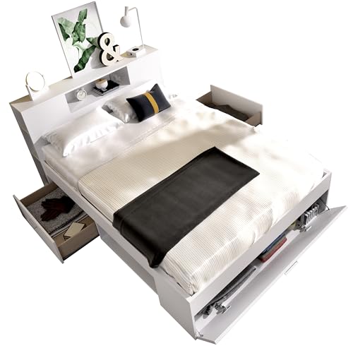 DEKIT GRUPO RIMOBEL Cama Nido, Melamina, Blanco, 95 X 159,6 X 218,5