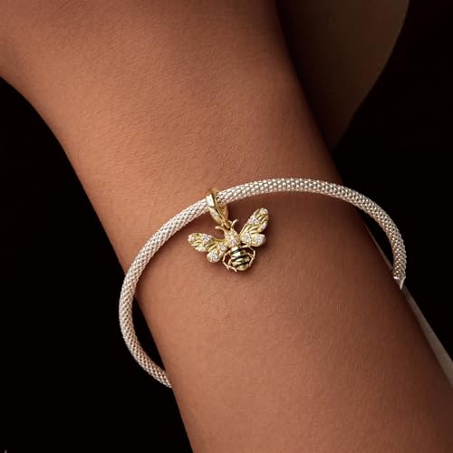 Dijes de abeja en plata de ley 925 y oro para pulseras 6