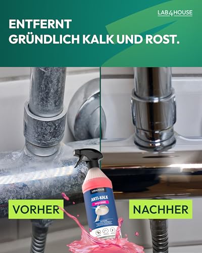Lab4House | Anti-Kalk 1000 ml Spray | Extra Starker Profi-Entkalker für Bad, Dusche & Küche | Entfernt Kalk, Rost & Urinstein – Ansicht 3