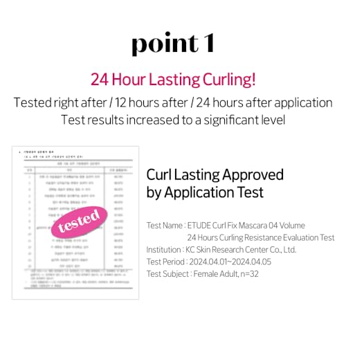 Image of ETUDE Curl Fix Mascara, Lash Mascara, Strong Curl Up, Long-Lasting, Waterproof, Light-Weight, Korean Makeup, Beauty, Vegan Certified, Volume (0.27 Fl Oz)