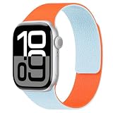 LIRUWECH for Apple Watch バンド シリコンバンド マグネット 49mm/46mm/45mm/44mm/42mm/41mm/40mm/38mm アップルウォッチ ベルト Series Ultra2/Ultra/10/9/8/7/6/SE/SE2/5/4/3/2/1 スポーツ おしゃれ メンズ レディース 防水（44mm/45mm/46mm/49mm、オレンジとブルー)