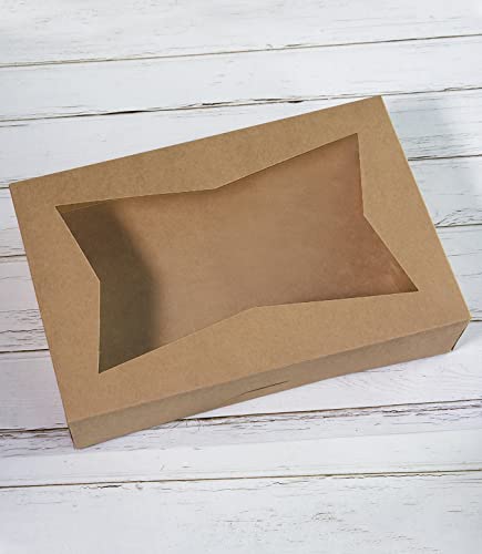 SOROO 15-PACK Brown Pastry Bakery Box 12x8x3inch,Large Donuts,Muffins,Cookies Boxes with PVC Window - Auto-Pop up Nature Kraft Paper Box Container,Pack of 15 (Brown, 15) - Thumbnail 5