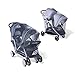 Inlesioo Mosquito Net for Sibling Stroller | Baby Double Stroller | Insect Mesh Net for Newborn and Toddler | Machine Washable – Gray