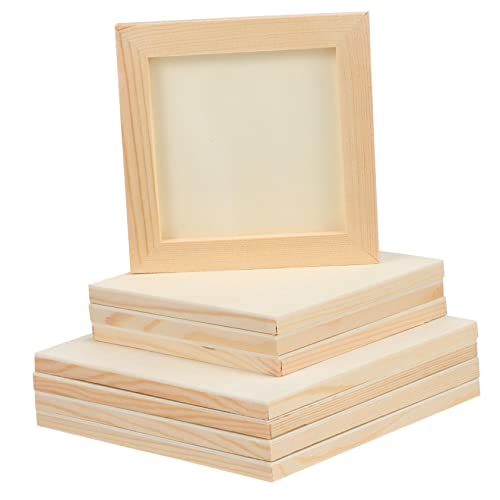 SUPVOX 8Pcs Square Wooden Picture Frames Craft Kit Photo Frames for Decorating Display Wooden Frames for Arts and Crafts Projects