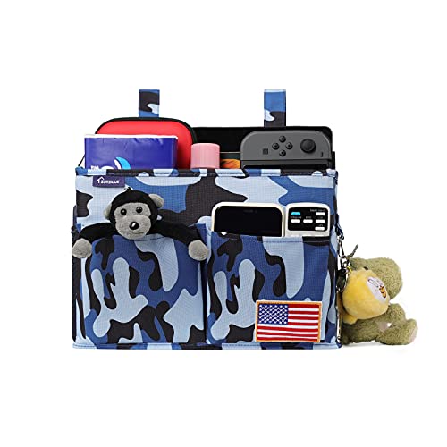 Image of Surblue Bedside Caddy Hanging Organizer Bedside Storage Bag for Bunk and Hospital Beds (Small Ocean)