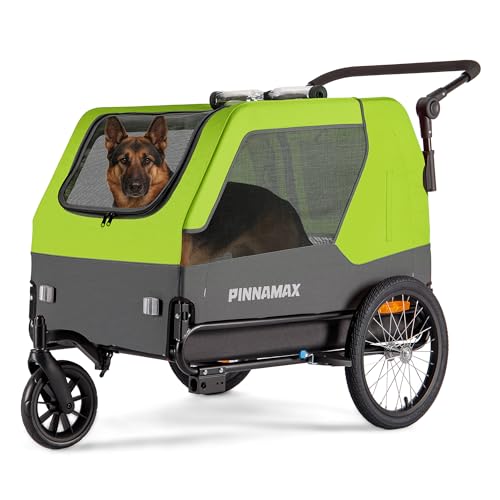 Remorque pour chien PINNAMAX poussette 2-en-1 pour transporter un grand chien fatigué de 45kg