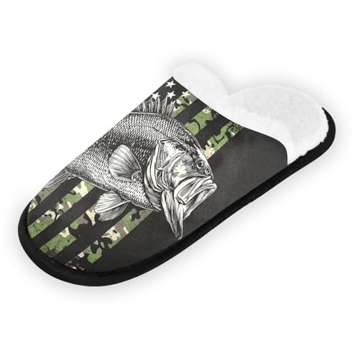 Painted Black Bass Fish Slippers For Women Men Soft Memory Foam Non-Slip Animal Winter Indoor House Shoes Travel Slipper2