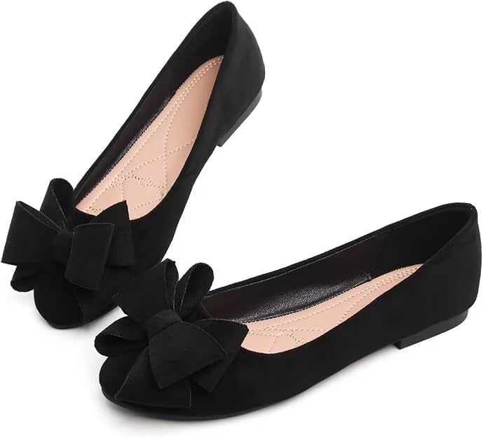 WENJIAZHIZHI Womens Square Toe Ballet Flats Bow-Knot Slip-Ons Dressy Bowtie Casual Comfortable Wear to Work Loafers - Image 4