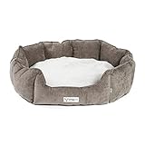 JAMAXX® Komfort Hundebett Hundekörbchen weich Hoher Rand Wendekissen waschbar - Hundekorb flauschigem Kuschel Fell-Kissen, hochwertiger Sofa Stoff, Dicke Polster, große Hunde PDB2090 (L) 100x85 Brown