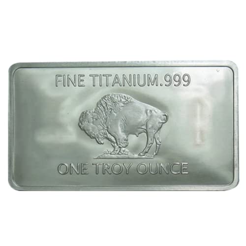 Titanium Bar w/COA - 1 oz One Troy Ounce .999 Pure Bullion Bar with Buffalo Design and Certificate of Authenticity