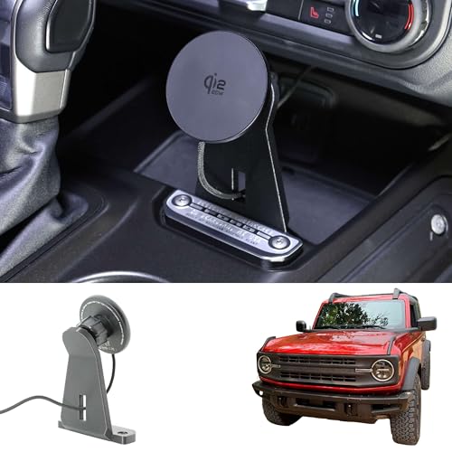615 South Wireless Charger Phone Mount Compatible with Ford Bronco 2021-2026 - 360° Tilt Swivel Adjustable Phone Holder for Bronco Accessories - for MagSafe Compatible Phones - 25W Fast Charging.