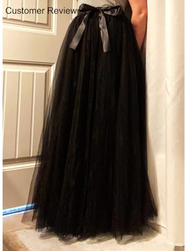 Elliehouse P68BK-L A Line Long Maxi Bridesmaid Tulle Skirt thumb #3