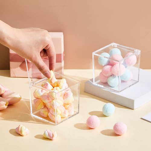 Image of Juexica 12 Pcs Clear Acrylic Boxes with Lid,Flip Style,3.15 x 3.15 x 3.15