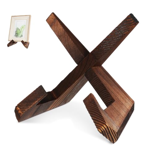 PRETYZOOM Wooden Recipe Book Holder Sturdy Stand for Countertop Display Versatile Plate Tablet Holder Rustic Kitchen Decor Space Saving Design for Cooking and Baking