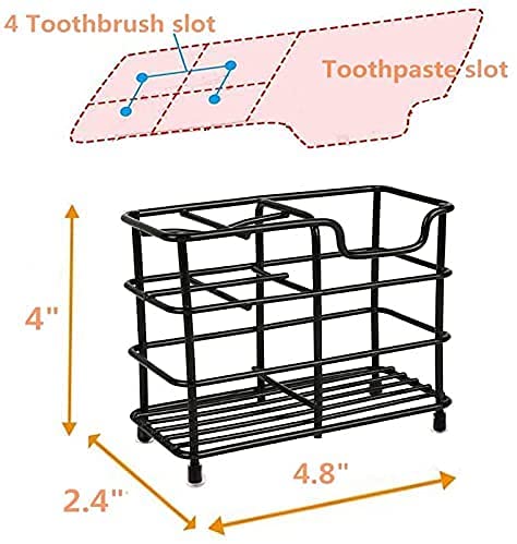 Toothbrush Holder For Bathrooms, Stainless Steel Bathroom Black Toothbrush And Toothpaste Holder #TOP2
