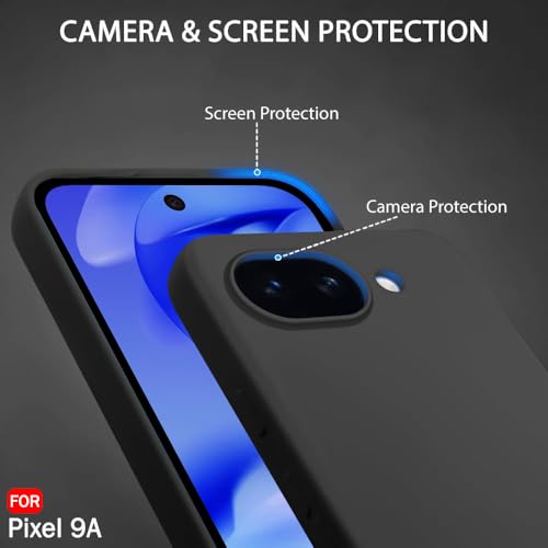 Image of TheGiftKart Genuine Liquid Silicone Back Cover Case for Google Pixel 9A | Soft Micro-Fibre Lining Inside | Camera Protection Bump | Shockproof Back Cover Case for Google Pixel 9A (Silicone, Black)