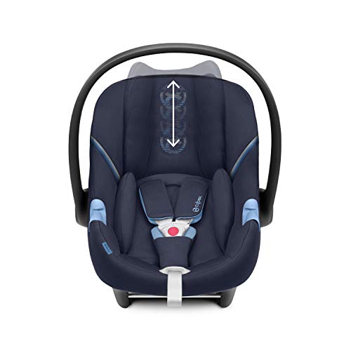 CYBEX Gold Portabebé Aton M i-Size, En contra de la marcha, Incluye reductor para recién nacido, Para niños de 45 cm a 87 cm, Máx. 13 kg, Navy Blue