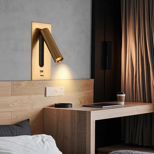 Aplique de pared recargable con cabezal ajustable 360 y carga USB para dormitorio 6