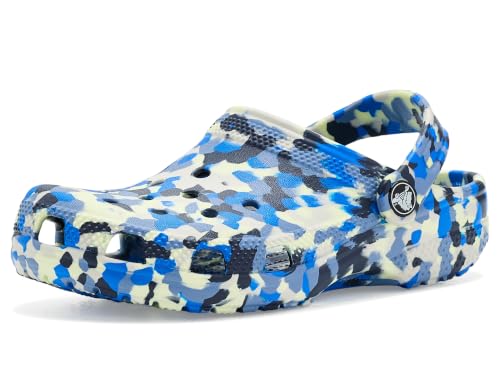 Image of Crocs, Unisex Kids, Classic Graphic Clogs (Little Kid /Big Kid), Glow Light /Multi, 5, Medium, Big Kid