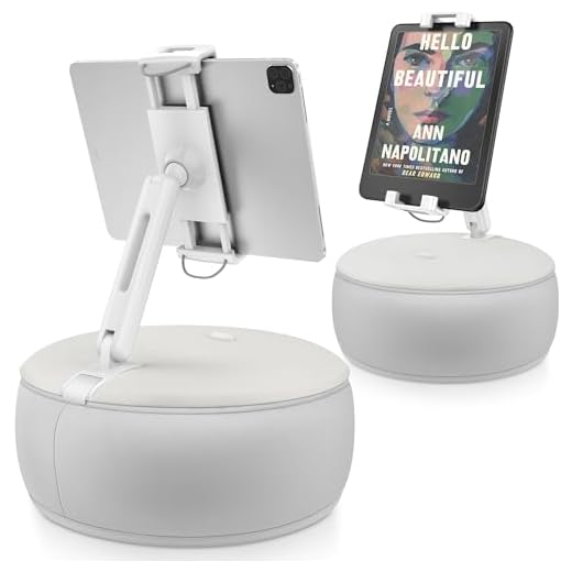 AboveTEK Tablet Pillow Holder for Bed, Hands Free 360° Swivel Phone/iPad Stand Lap in Bed Laying Down with Soft Bean Bag, Fits 4.9 to 12.9 Inch Tablets/Phones/Kindle Sofa Couch (Grey)