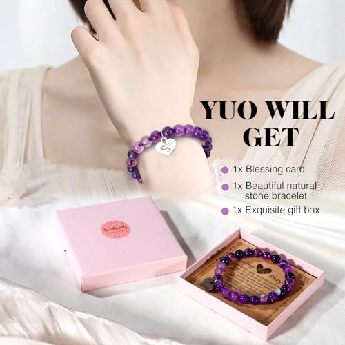 Encouragement Healing gifts,Natural Stone Amethyst Bracelet for Women,Those Facing Illness or Anxiety to Get Well Soon,Inspirational Gifts on Thanksgiving Christmas Valentine's Day2