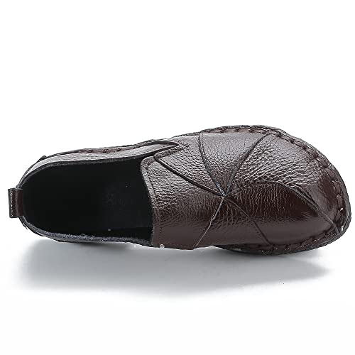 Image of Trsorini Women Leather Loafers Slip-on Casual Flat Shoes
