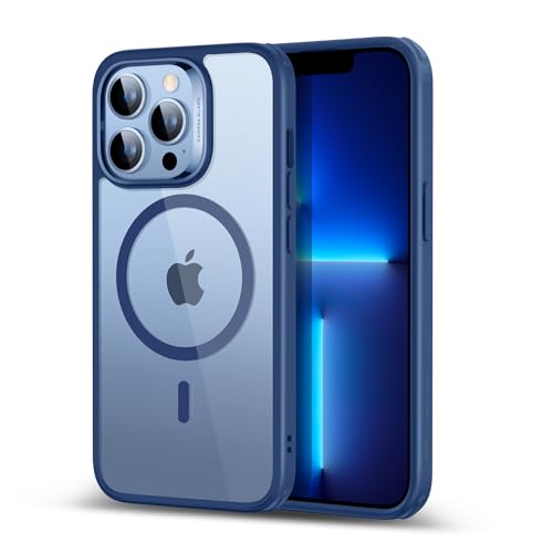 ESR iPhone13proケース MagSafe対応 iphone 13pro ケース 耐衝撃 米軍MIL規格 傷に強い背面 ワイヤレス充電 ストラップホール付き iphone13プロ 対応 アイフォン13pro 用 HaloLock搭載 ハイブリッド磁気 6.1インチ クリア ブルー Classic Series