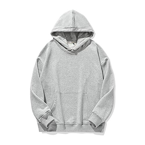 TINGAO Camiseta de color sólido para parejas con hombros sueltos en blanco y tops con capucha para adultos, unisex, liso, básico, sudadera con capucha, sudadera (estilo gris, XS suelto) Cover