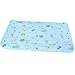 Brussels08 Matelas à Langer imperméable pour bébé, Tapis à Langer en Coton Absorbant avec Motif Dessin animé - pour Berceau, Poussette, Matelas de Protection, Bleu - S