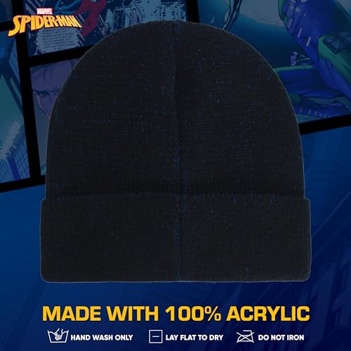 Image of Marvel Spider-Man Beanie Hat, Blue, One Size | Soft, stretchy fabric for a cozy, comfortable everyday fit.