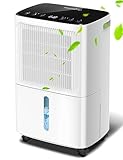 Dehumidifiers for Home Damp, Compressor Dehumidifier with Humidity Display&Control, Ultra Quiet, 24 Hour Timer, Water Tank & Drainage Hose, Ideal for Home/Basement/Office Damp, Laundry Drying