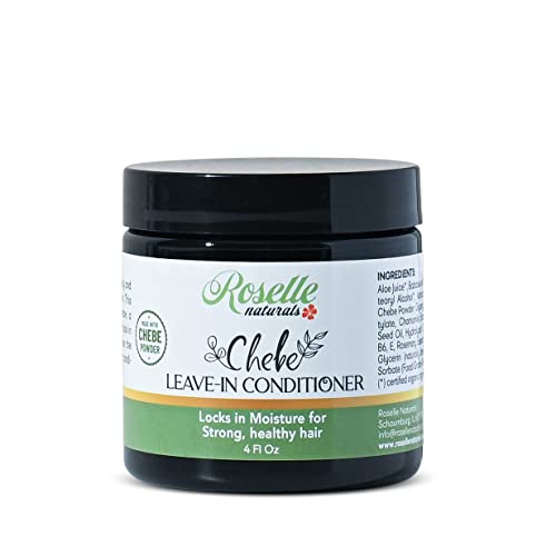 Roselle Naturals Chebe Hair Leave In Conditioner Cream 4 Oz, Made with African Chebe Powder, Chebe Oil & Rosemary Essential Oil, Moisturizing Hair Treatment for Hair Growth.