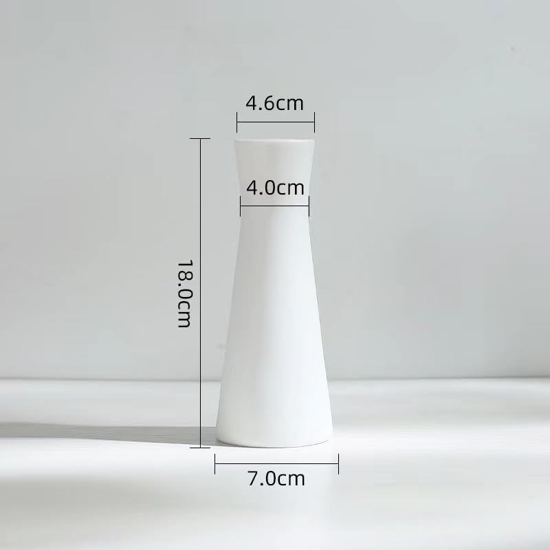 Vase à bourgeons en céramique de 18 cm - Grand vase conique à tige unique - Petit bourgeon décoratif - Centre de table floral pour mariage, bureau (blanc) – Image 3