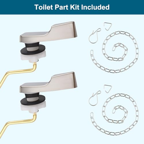 Image of 2PACK Universal Side Mount Toilet Handle Replacement Kit, Brushed Nickel | Compatible with American Standard /Mansfield /Gerber /TOTO /Kohler Toilet, Toilet Tank Flusher Lever with Flapper Chain