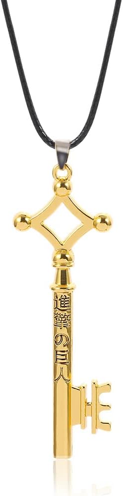 FunBoat AOT Eren Jaeger Key Necklace - Shingeki No Kyojin Anime Cosplay Keychain - Halloween Gifts for Kids Girls Teens Women Men