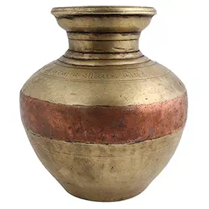 LAHIF Handmade Vintage Brass & Copper Traditional Water Pot with and Pack of 1 Indian Kitchen Utensils