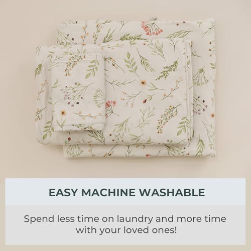 Image of Pobibaby Premium Twin Full Sheets Sets Kids Double Bed Sheets in Cotton Blend | Ultra-Soft Woodland Camping Print with Fitted Sheet, Flat Sheet & Pillowcases (Twin Zephyr Minnie)