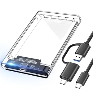 ELUTENG 2, 5 Zoll Externe SSD Festplatte Gehäuse 5Gbps, USB C 3.1 Gen1 SATA Externe Gehäuse für 2, 5 Zoll M2 SSD und HDD 9.5mm/7mm bis zu 6TB, SATA Adapter Unterstützung UASP mit WD Seagate Samsung