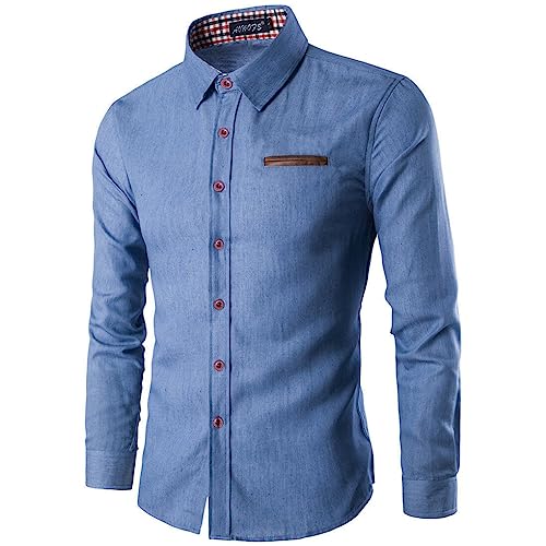 Chemise en jean délavé homme aux finitions soignées Dninmim bleu