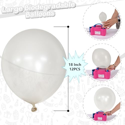 Image of Pearl White Balloons 18 Inch, 12 PCS Extra Large Pearl Balloon Cream Clear Latex Balloons for Arch, Big Cream Balloon for Women White Birthday Wedding Bridal Shower Anniversary Party Decoration