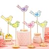 Geetery 6 Pcs Spring Bird Decor Spring Wooden Table Sign Spring Bird Centerpiece for Table Standing Colored Birds Decorative Figurines Wood Block Spring Decorations for Home Tabletop Tiered Tray Decor