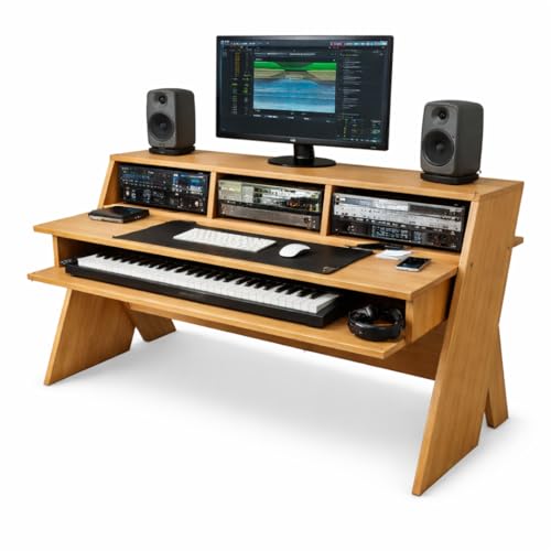 Image of Timber Acoustics StudioPad Mini Music Production Desk for Studio | Professional Music Producer Table for PC, MIDI Keyboard & Audio Setup (3.5' x 2.5') (Natural)