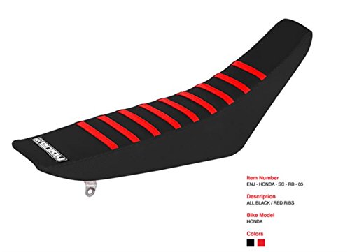 Enjoy Mfg Seat Cover - Compatible Fit for 2002-2004 Honda CRF 450 CRF450 - All Black/Red Ribs #58