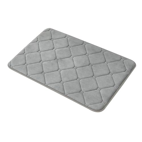 Memory Foam Bath Mat, Quilted Microfibre, Non-slip, Grey, 60 x 40 cm