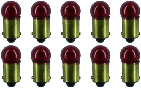 CEC Industries #53R (Red) Bulbs, 14.4 V, 1.728 W, BA9s Base, G-3.5 shape (Box of 10)