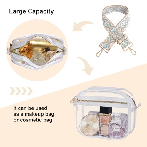 Image of Fibrdoo Clear Bag Stadium Approved, Leather Clear Crossbody Purse Bag for Concerts Sports Events Festivals