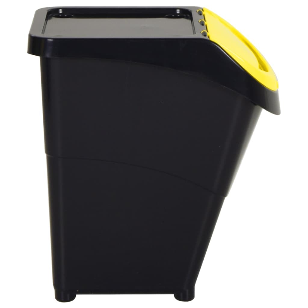 vidaXL Poubelles empilables avec couvercles 3 pcs Noir PP 120 L